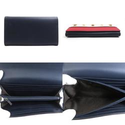 GUCCI Bi-fold long wallet Leather Navy/Off-white/Red Gold Unisex 421844 e58596f