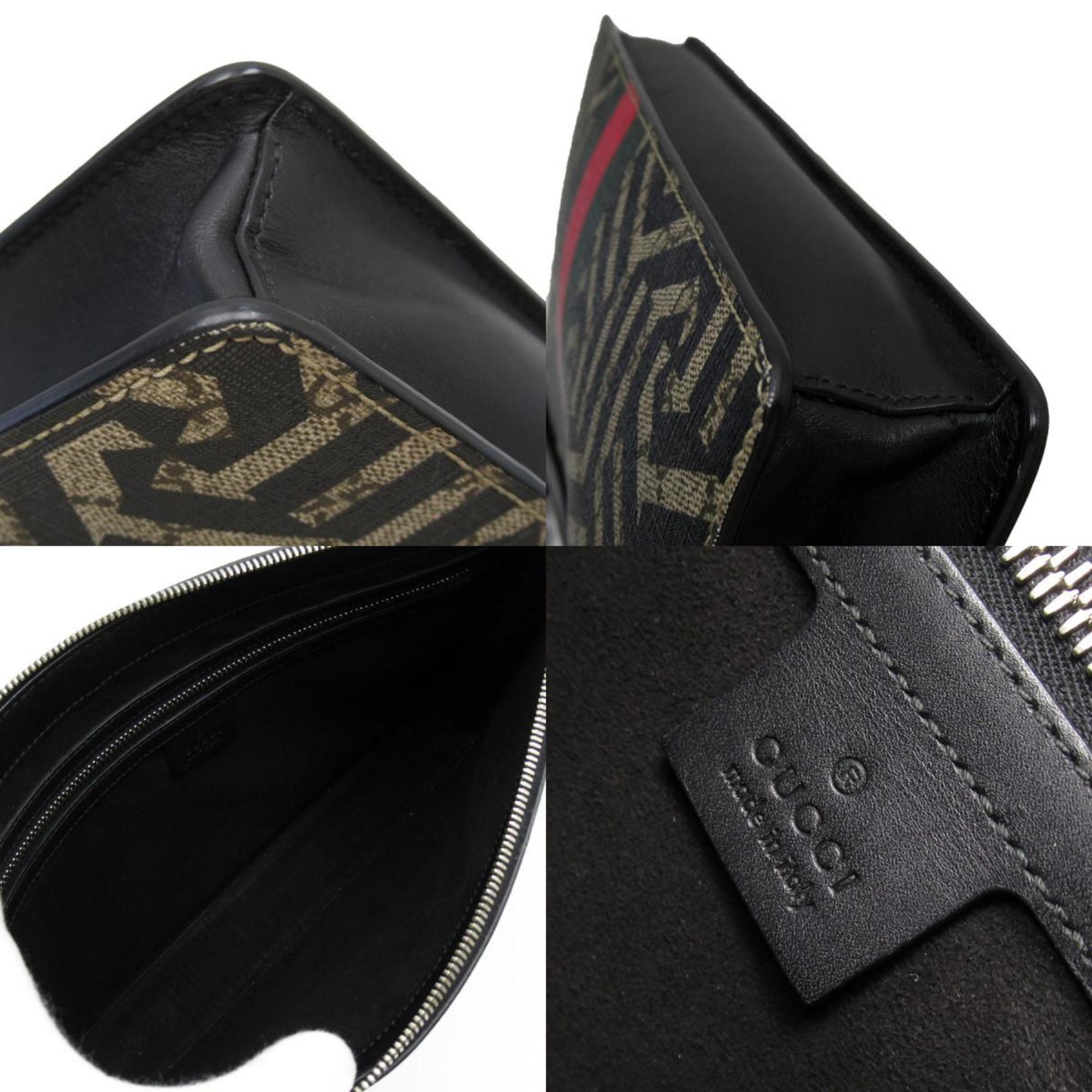 GUCCI Shoulder Bag Clutch GG Kaleido PVC/Leather Beige/Black/Multicolor Silver Men's 429004 w0175j