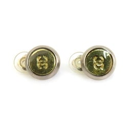 CHANEL Coco Mark Metal Earrings Silver x Gold Women's h30278f