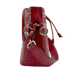 FENDI Shoulder Bag Handbag Montresor Leather Dark Red Silver Women's z0708