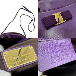 Salvatore Ferragamo Shoulder Bag Vara Ribbon Leather/Metal Purple/Gold Women's z0712