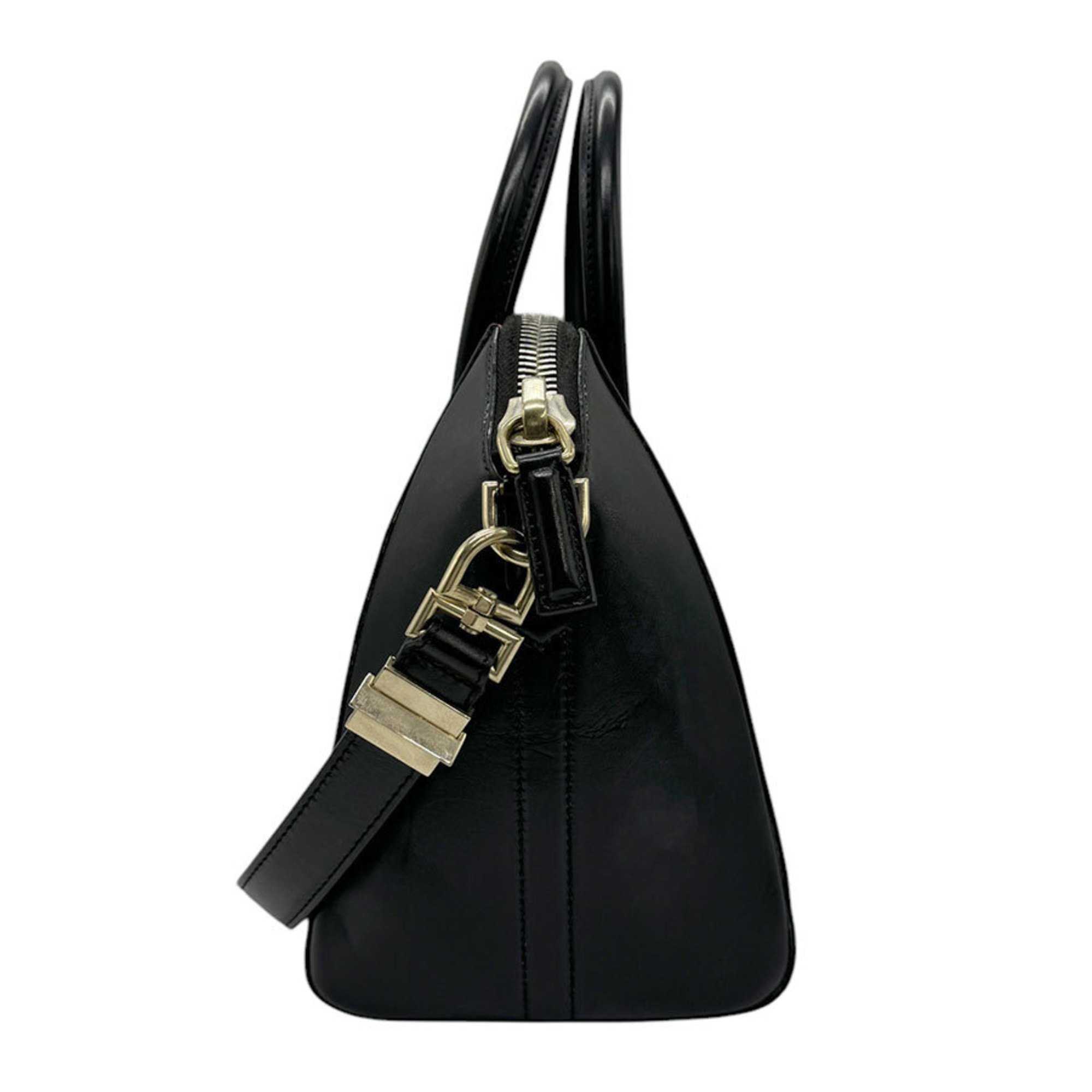 Givenchy Antigona Handbag Shoulder Bag Leather Black x Orange Women's z0699