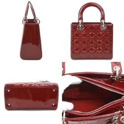 Christian Dior handbag shoulder bag Lady patent leather dark red silver women's e58587f
