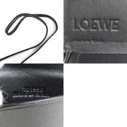 LOEWE coin case wallet shoulder pouch heel leather black silver ladies e58571a