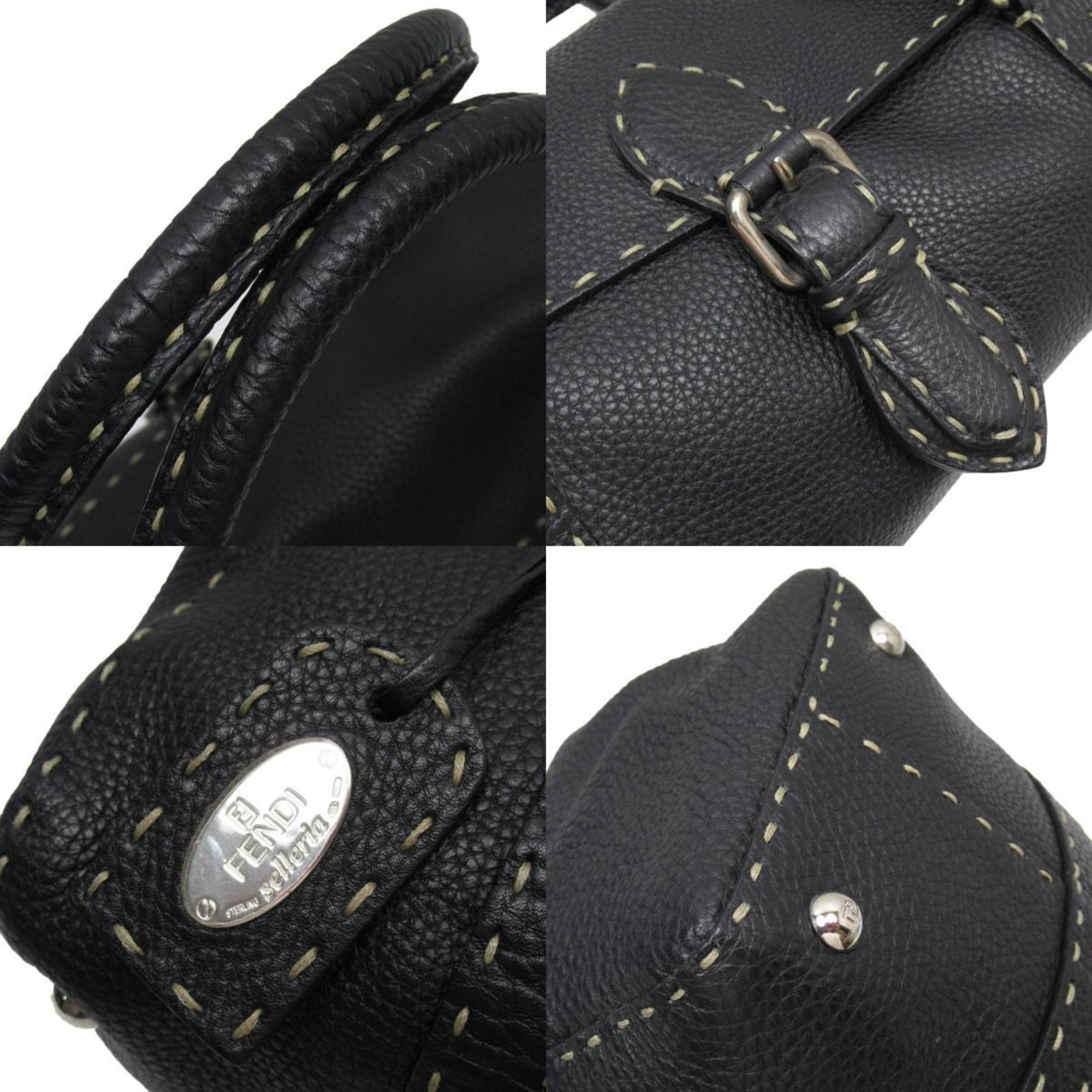 FENDI Shoulder Bag Selleria Leather Black Women's w0215a