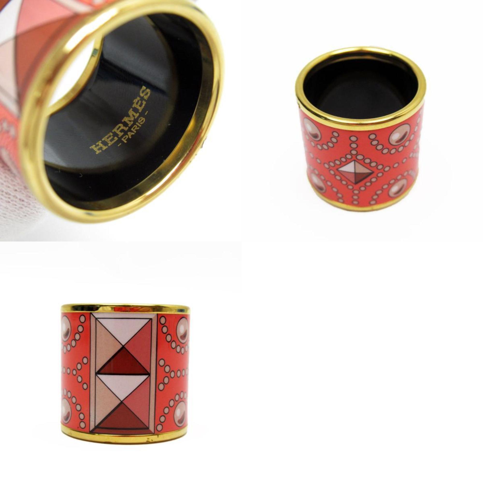 Hermes HERMES Scarf Muffler Ring Cloisonne Metal/Enamel Gold/Orange Women's w0203a