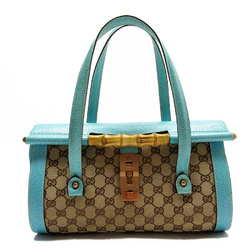 GUCCI Shoulder Bag Bamboo GG Canvas Leather/Canvas Blue/Beige Women's 111713 w0172a