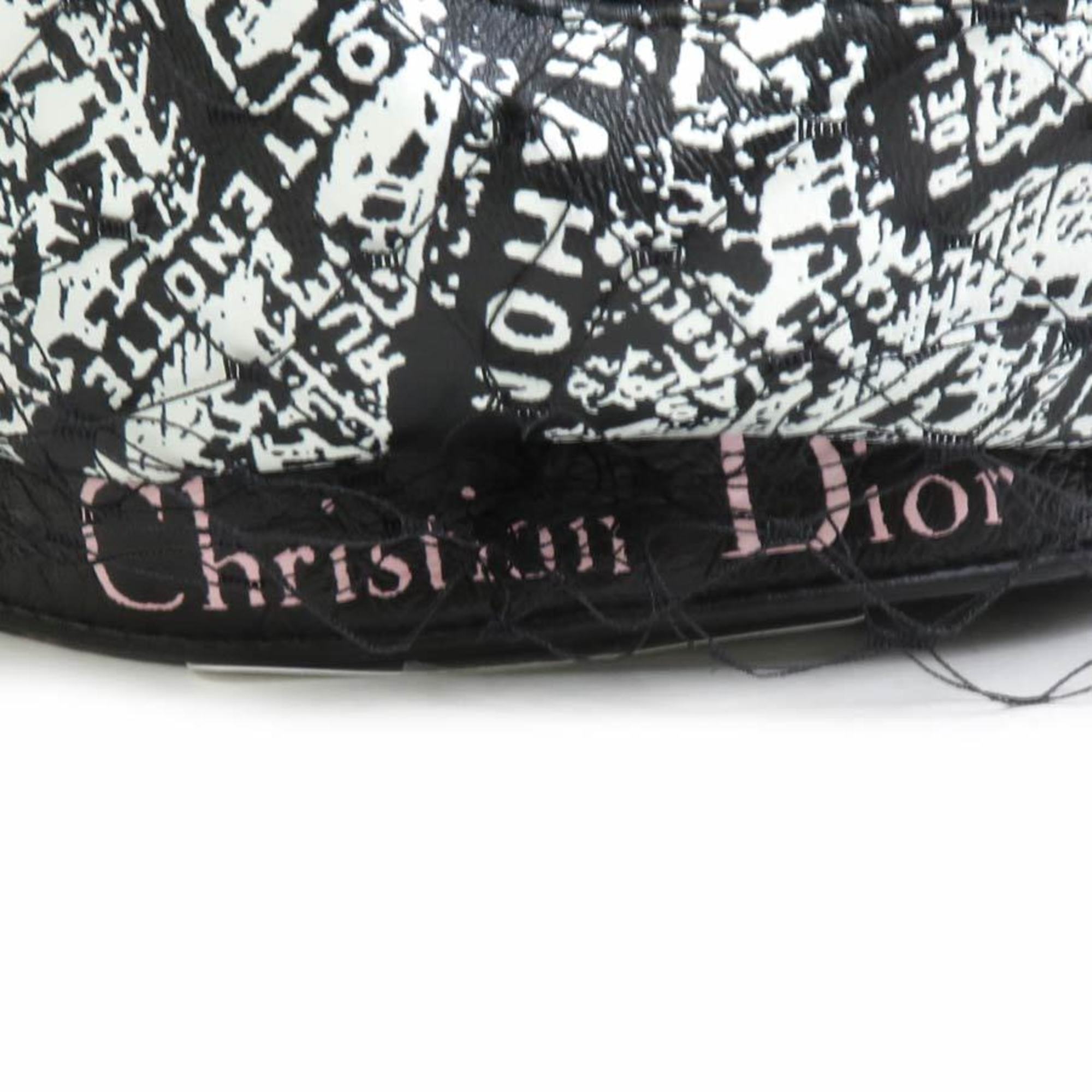 Christian Dior Leather Beret Black x Pink White Women's h30264f