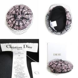 Christian Dior Leather Beret Black x Pink White Women's h30264f