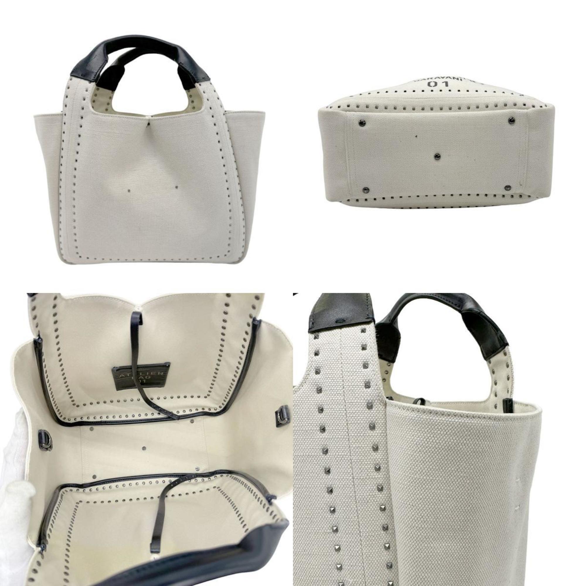 Valentino Garavani Handbag Shoulder Bag Canvas/Leather Ivory x Black Women's z0700