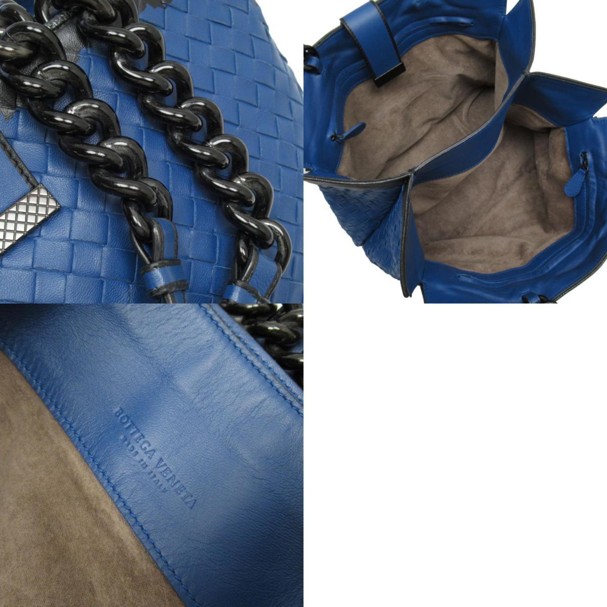 BOTTEGA VENETA Shoulder Bag Intrecciato Leather Blue/Black Women's w0169i