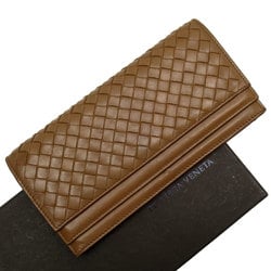 BOTTEGA VENETA Bi-fold long wallet intrecciato leather brown unisex w0200