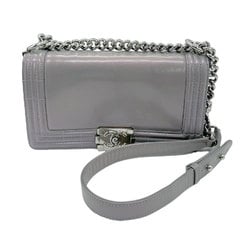 CHANEL Shoulder Bag Chain Boy Chanel Leather/Metal Purple Gray/Silver Women's z0741
