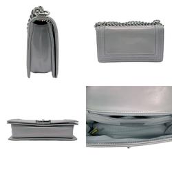 CHANEL Shoulder Bag Chain Boy Chanel Leather/Metal Purple Gray/Silver Women's z0741