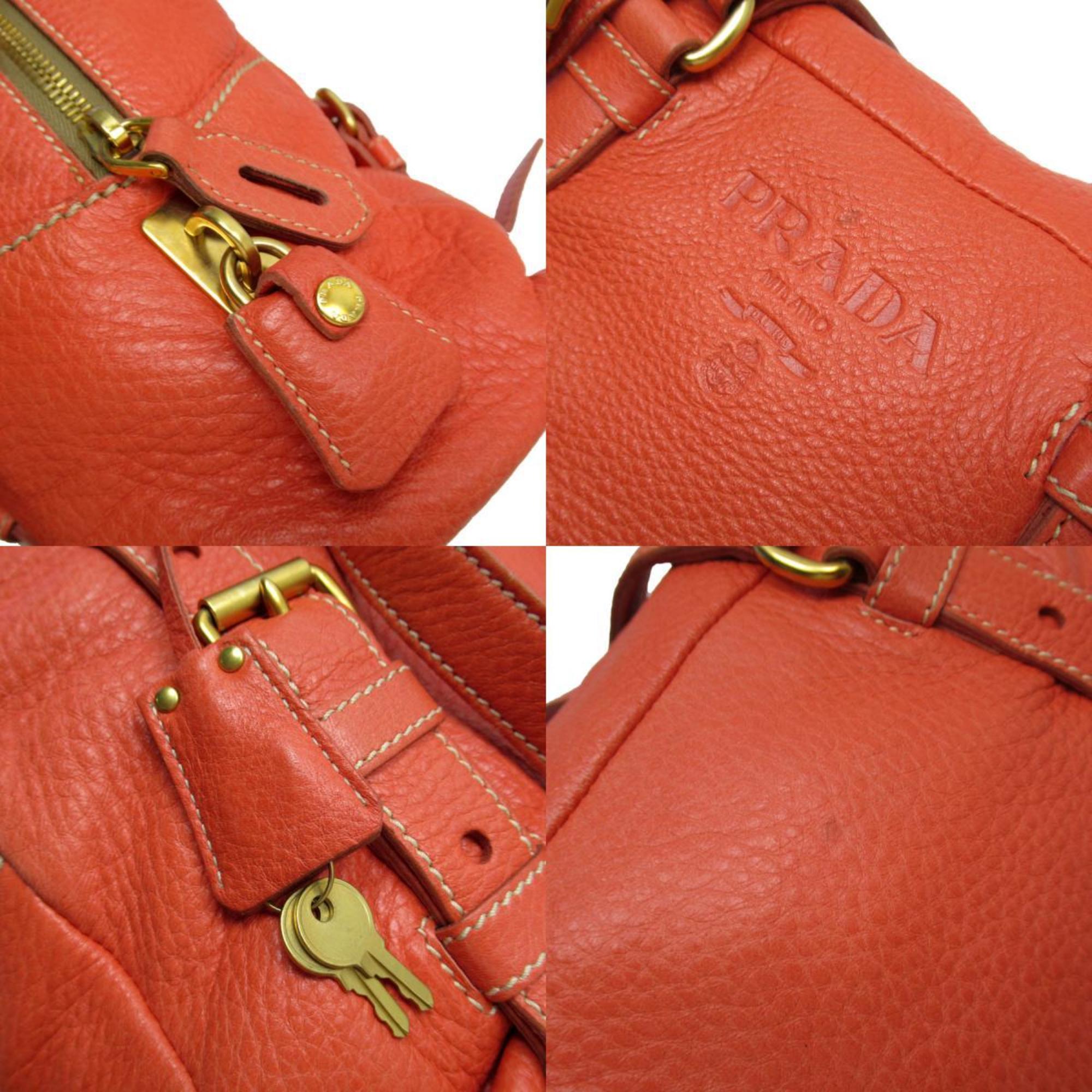 PRADA shoulder bag leather orange gold women's w0166a