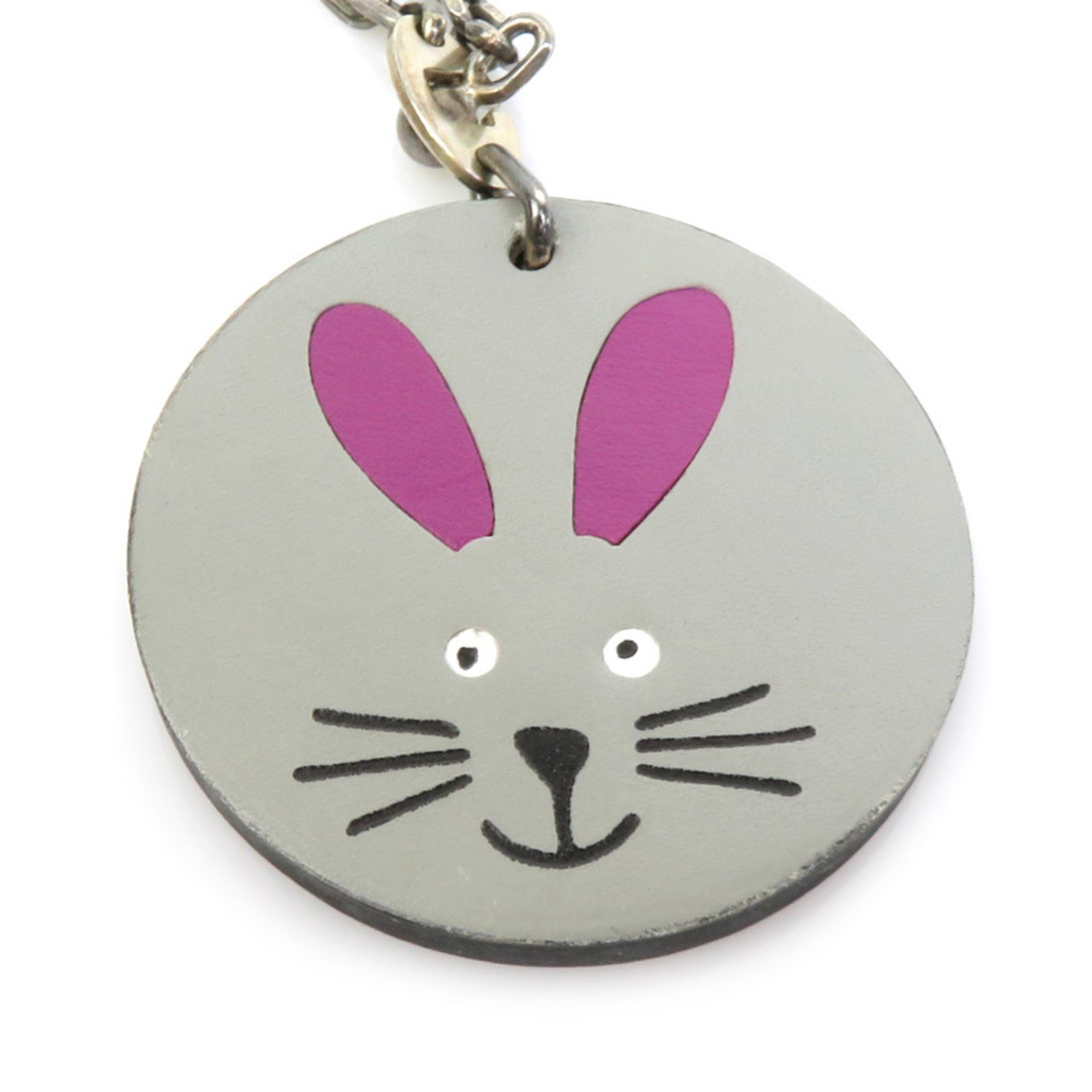 Hermes HERMES Charm Rabbit Leather Grey Unisex h30274f