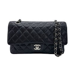 CHANEL Shoulder Bag Matelasse Caviar Skin Leather Black Women's z0738