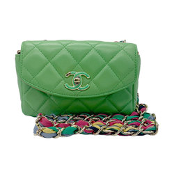 CHANEL Shoulder Bag Matelasse Lambskin Green Women's AS2369 z0703