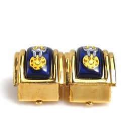 Hermes HERMES earrings cloisonné metal/enamel gold/navy women's e58576g