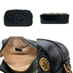 GUCCI Shoulder Bag GG Marmont Leather Black Women's 447632 z0727