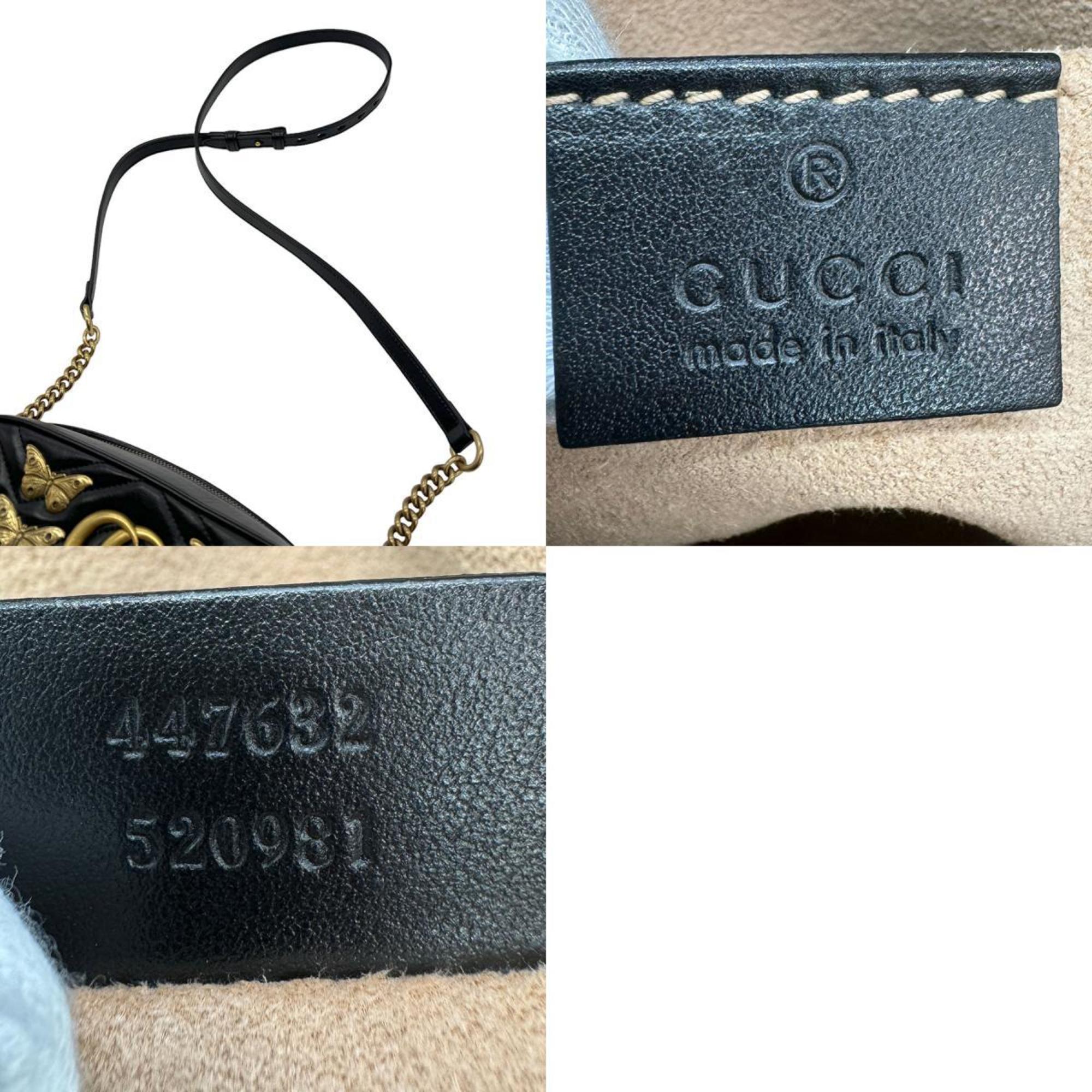 GUCCI Shoulder Bag GG Marmont Leather Black Women's 447632 z0727