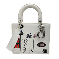 Christian Dior handbag shoulder bag Lady leather white/multi-color silver women's z0710