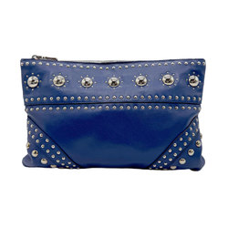 PRADA Clutch bag Leather/Metal Blue Men's BP826M z0695