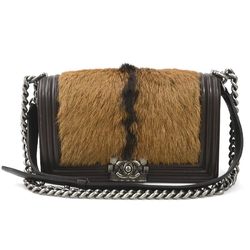 CHANEL Shoulder Bag Chain Boy Chanel Leather/Goat Hair Brown Women's e58585a