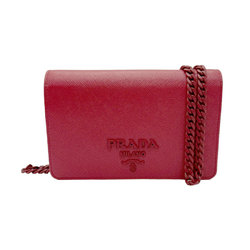 PRADA Shoulder Bag Pochette Leather Red Women's z0723