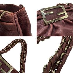 FENDI Handbag Leather Bordeaux Women's 8BR615 z0640
