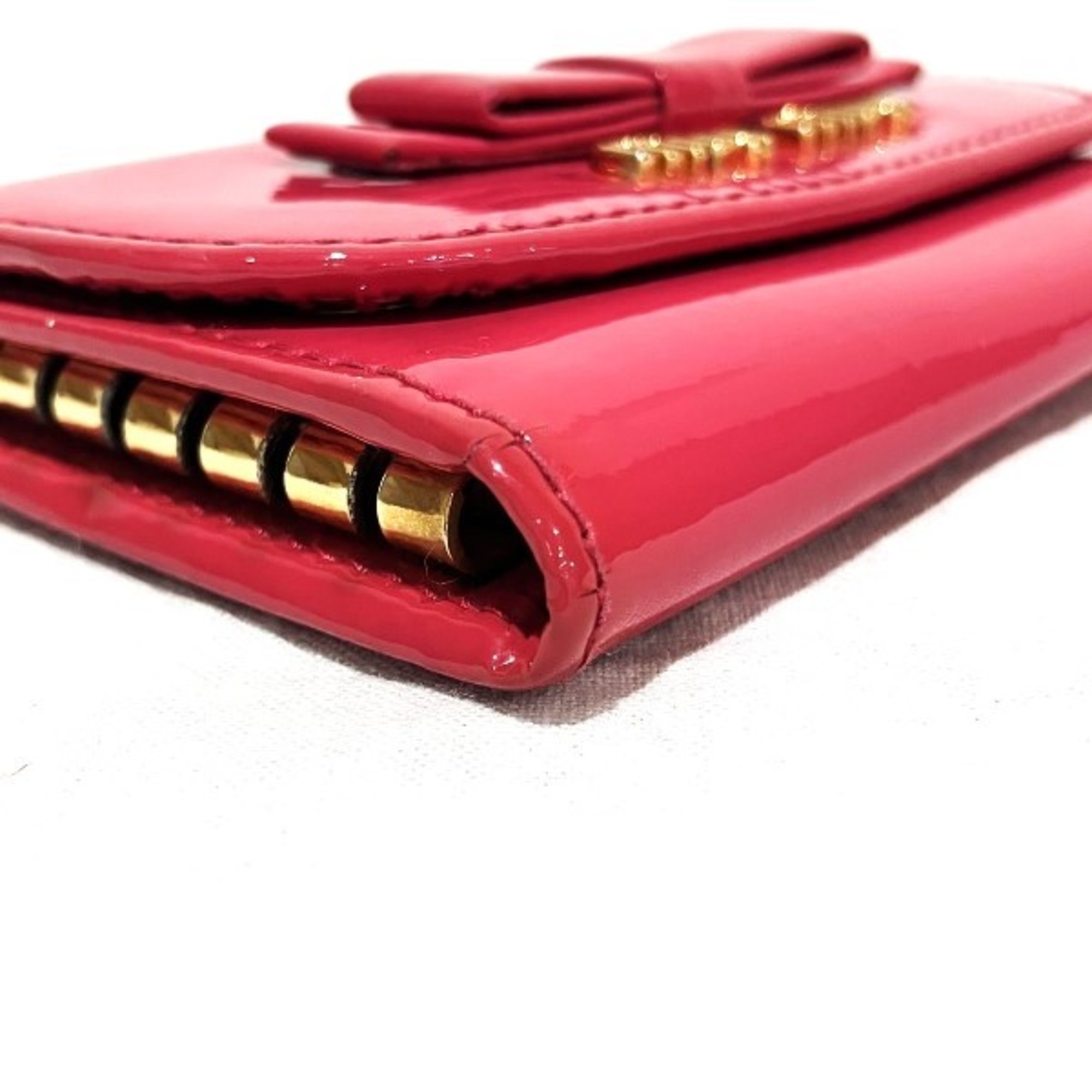 Miu Miu Miu ribbon motif patent leather accessory 6-ring key case for women