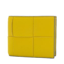 Bottega Veneta Cassette Maxi Intrecciato Compact Bi-fold Wallet Calf Yellow 749455