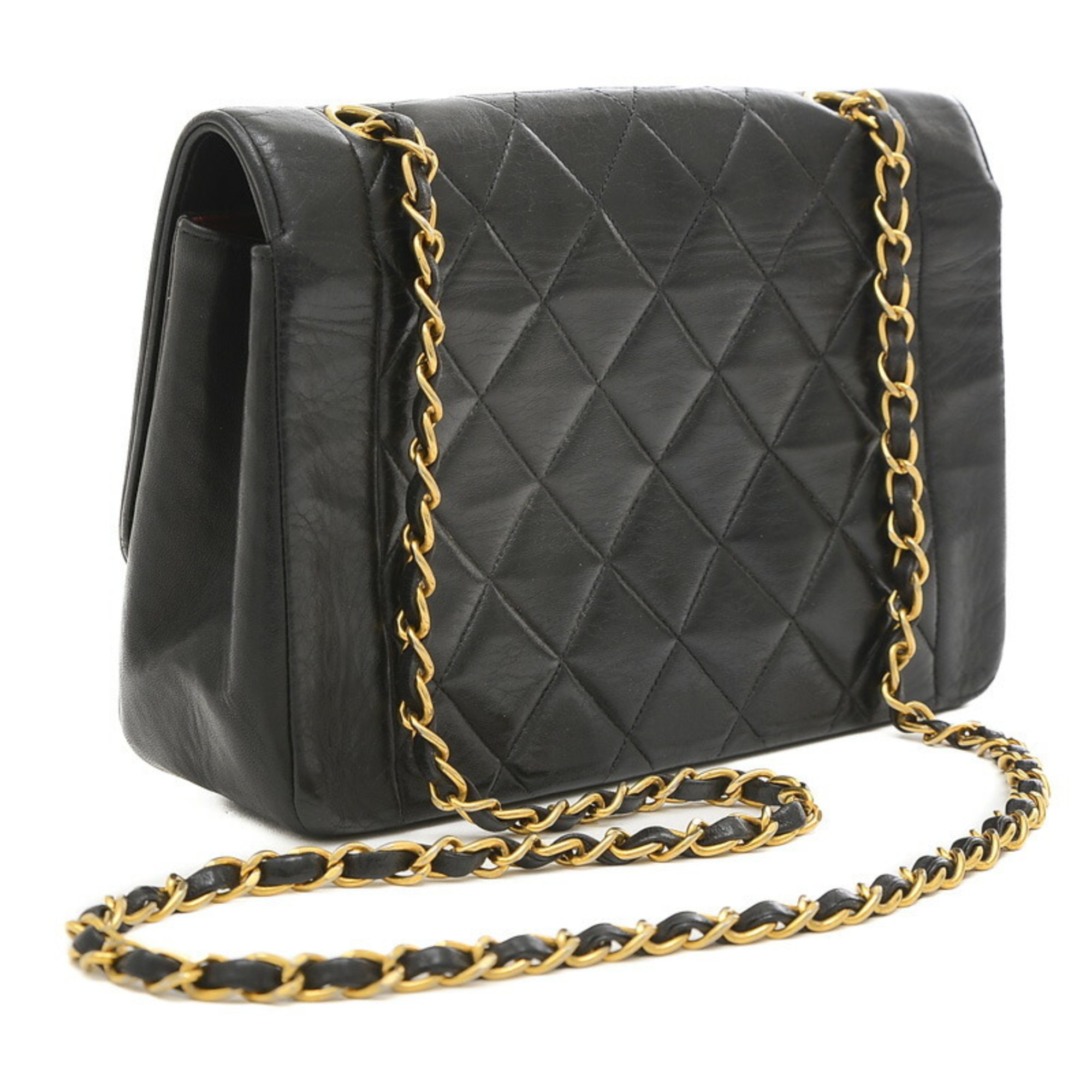 Chanel Matelasse Diana Single Chain Shoulder Bag in Lambskin Black