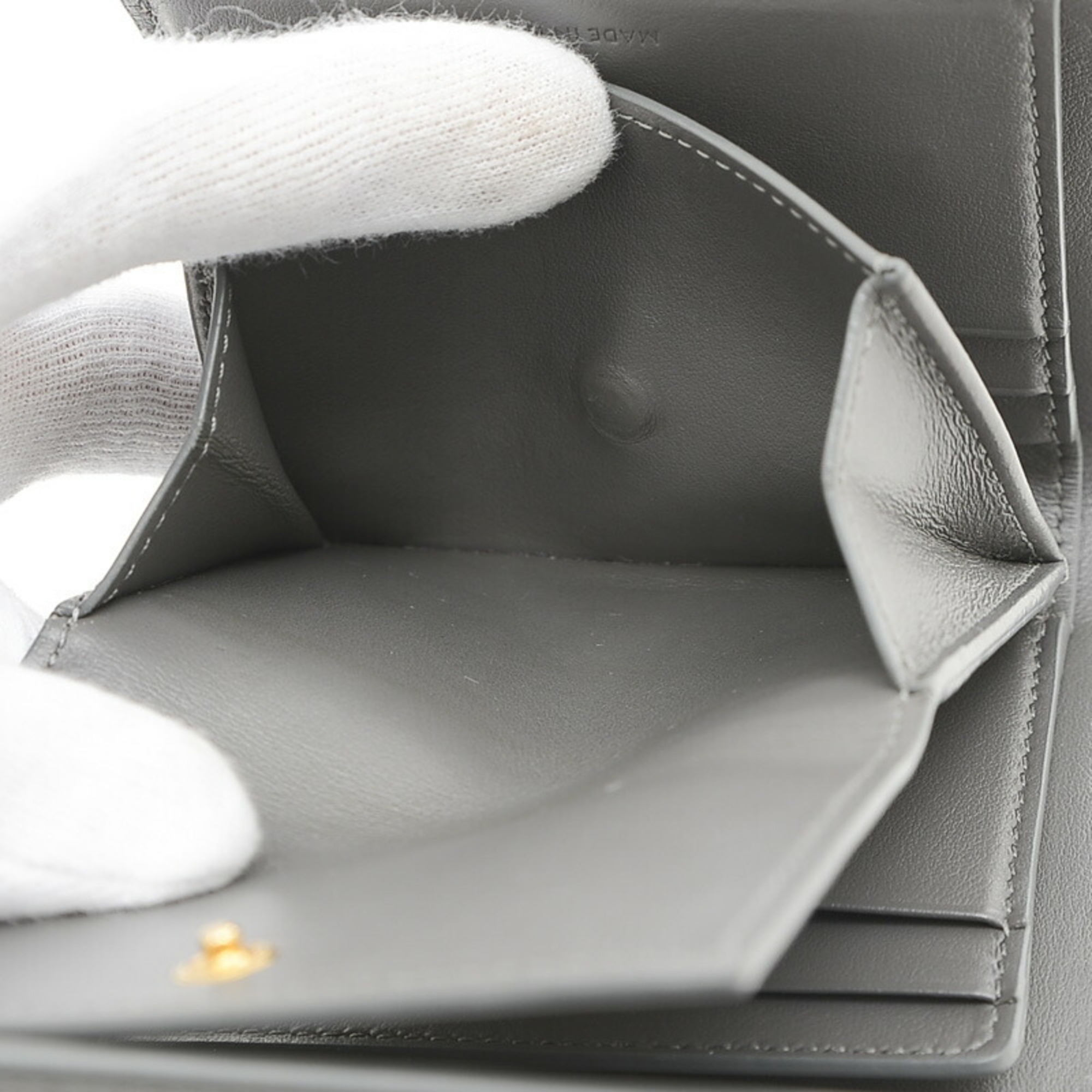 Celine Small Trifold Wallet Tri-fold Leather Grey 10B573BEL