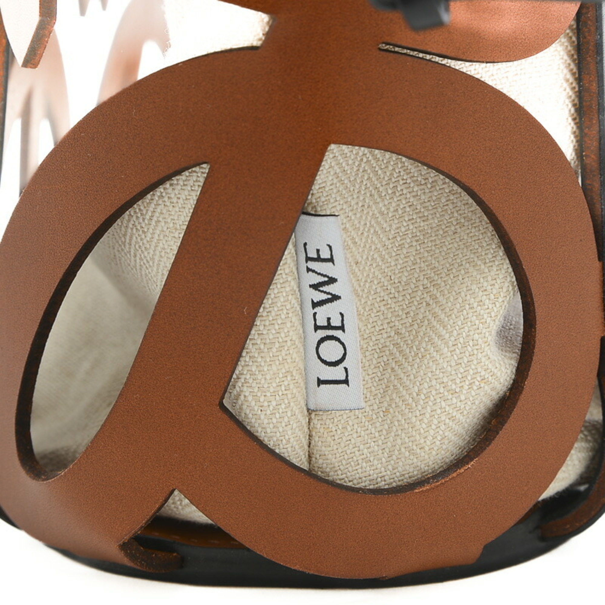 LOEWE ANAGRAM CUT OUT TOTE BAG LEATHER TAN A821Q05X01