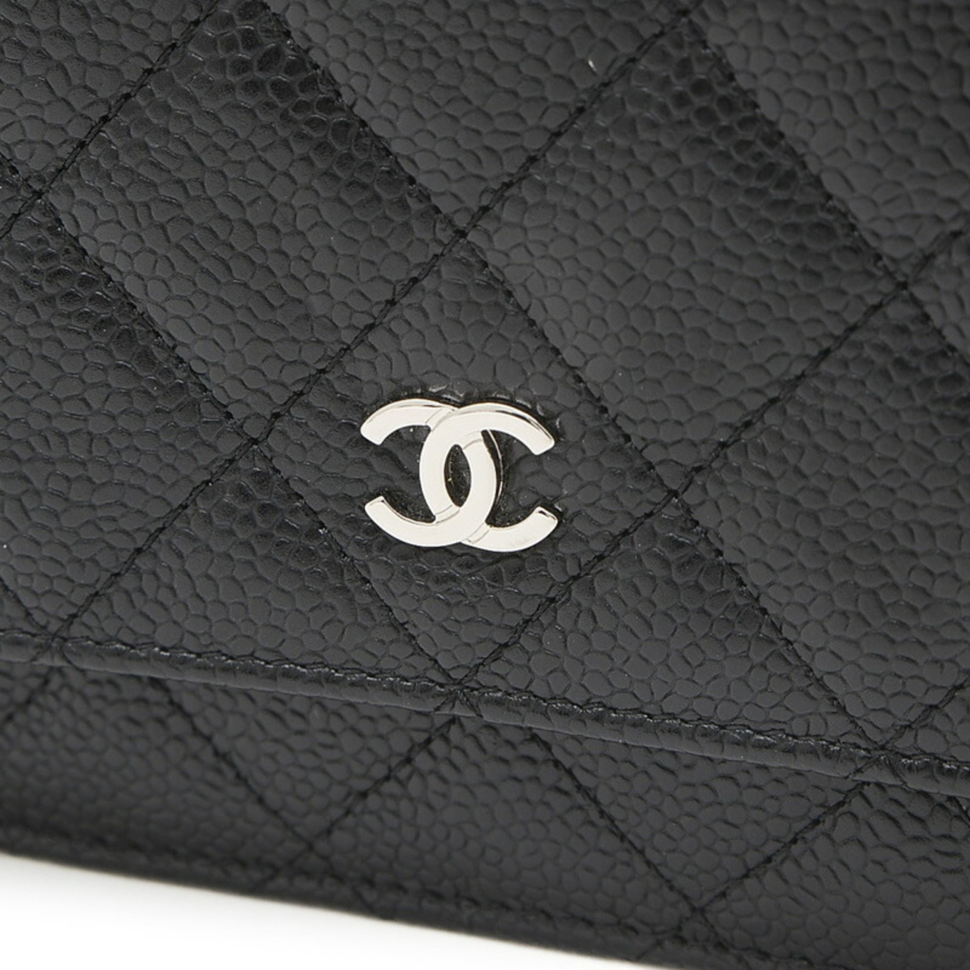 Chanel Matelasse Chain Wallet Long Caviar Skin Black A33814