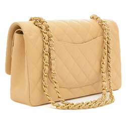 Chanel Matelasse Double Chain Shoulder Bag Caviar Skin Beige A01112