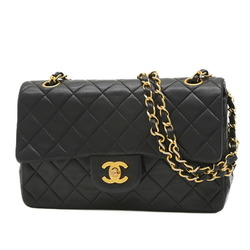 Chanel Matelasse Double Chain Shoulder Bag 23 Lambskin Black
