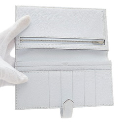 Hermes Bearn Soufflet Bi-fold Long Wallet Chevre Blue Brume U Engraved