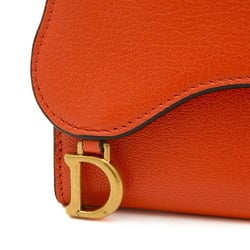 Christian Dior Dior Saddle Lotus Wallet Tri-fold Leather Orange