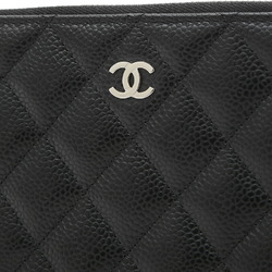 Chanel Matelasse Round Long Wallet Caviar Skin Black AP0242