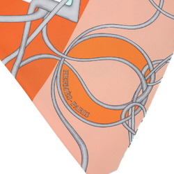 Hermes Maxi Twilly Scarf Cut Coup de Fouet au Bloc Orange Turquoise Rose Silk