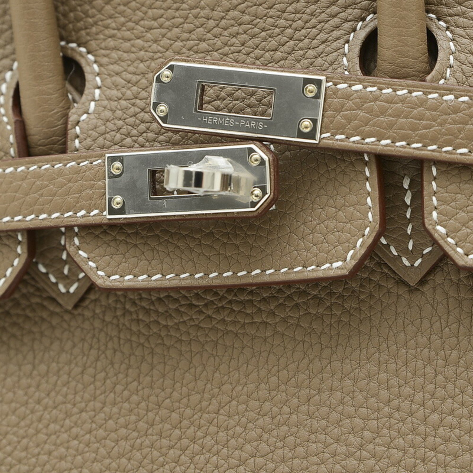 Hermes Birkin 25 Handbag Togo Etoupe W Engraved