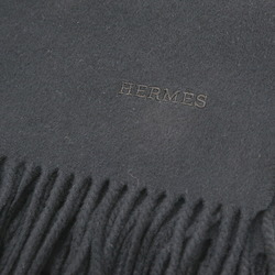 Hermes embroidered large scarf, black, 100% cashmere, 75 x 180