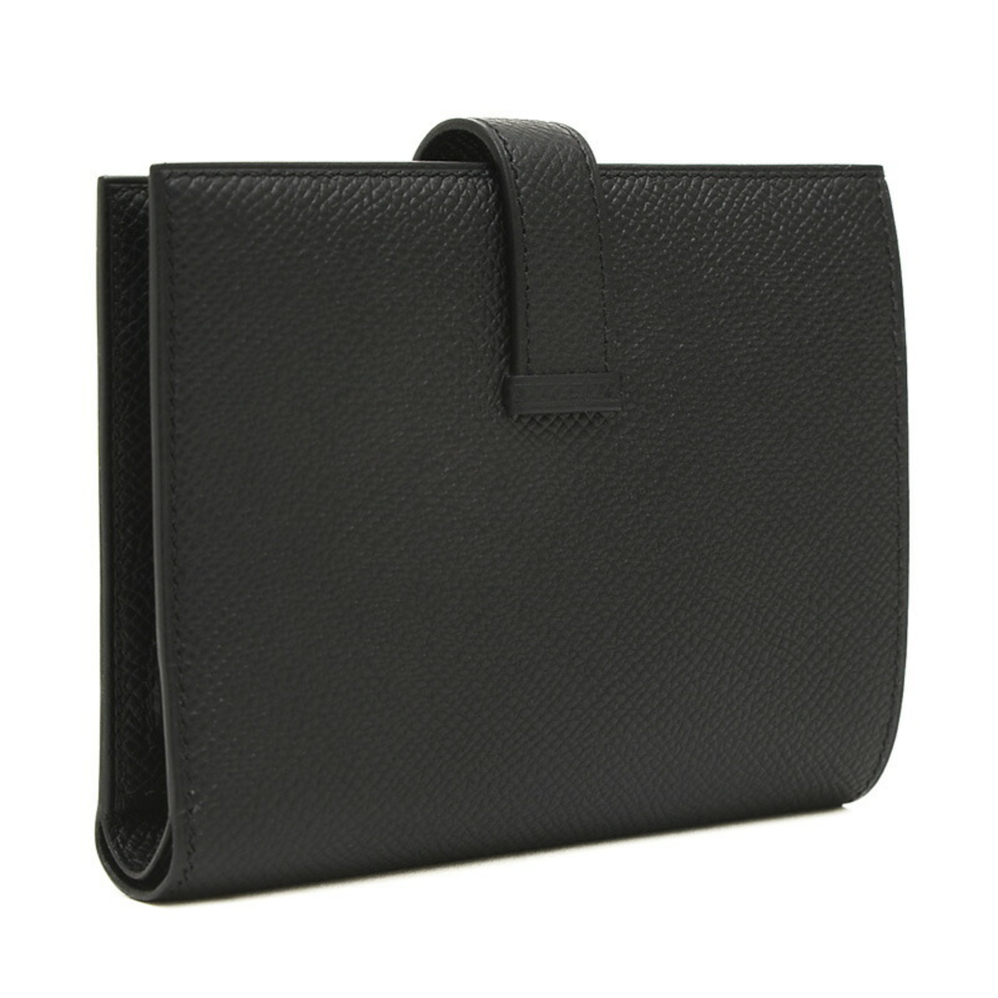 Hermes Bearn Compact Bi-fold Wallet Epson Black W Engraved