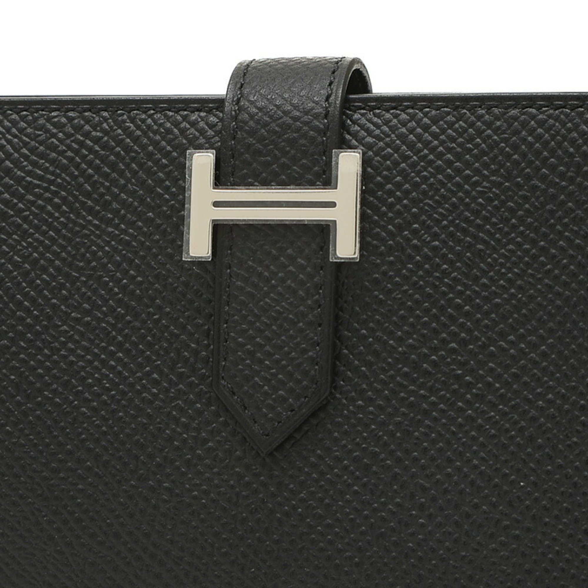 Hermes Bearn Compact Bi-fold Wallet Epson Black W Engraved