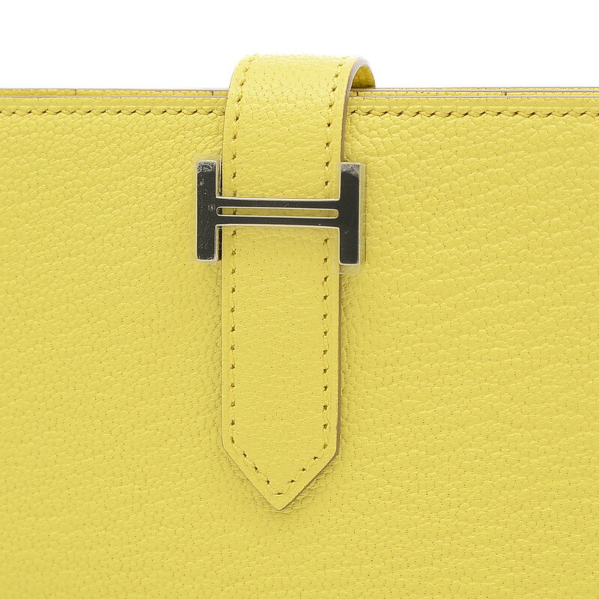 Hermes Bearn Soufflet Bi-fold Long Wallet Epson Limoncello B Engraved