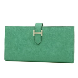 Hermes Bearn Soufflet Bi-fold Long Wallet Epson Vert Jade B Engraved