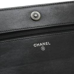 Chanel Boy Chain Wallet Long Lambskin Black