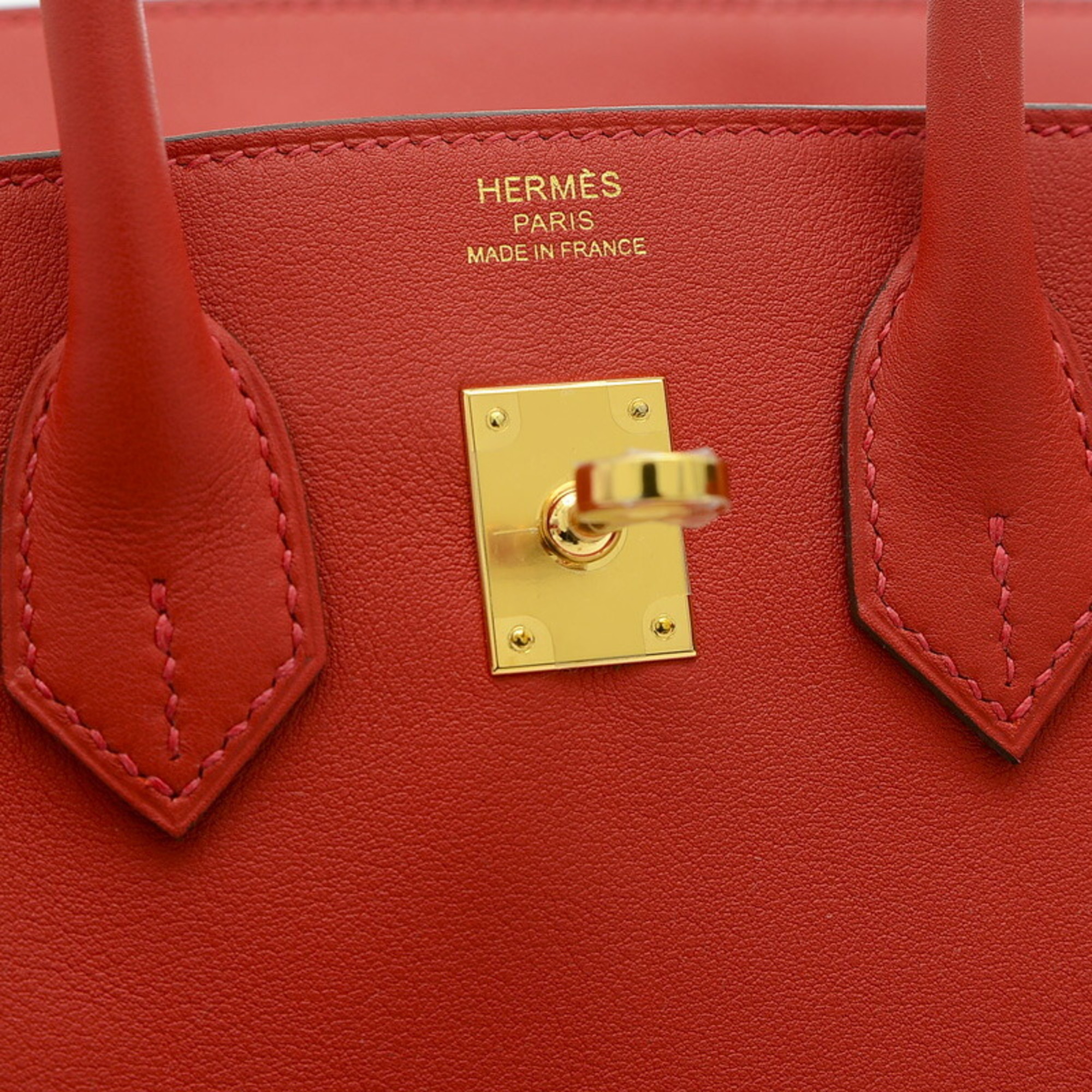 Hermes Birkin 25 Handbag Swift Vermilion W Engraved